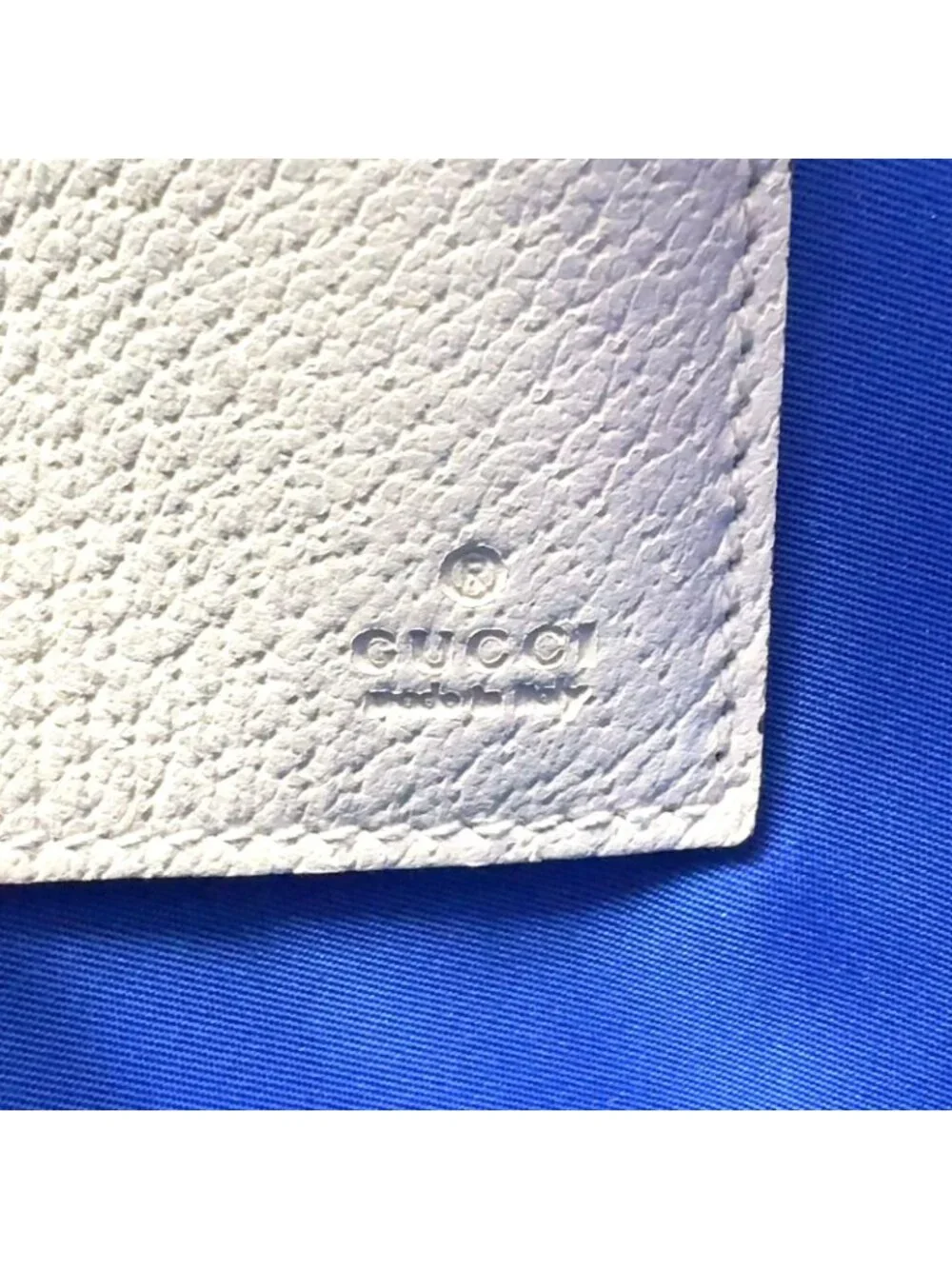 Gucci Off the Grid GG Pattern Leather Nylon Ivory Blue Clutch Silver